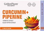 GOLDEN PHARM Kurkumīns + melnie pipari, 30 tab.